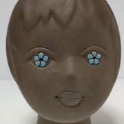 Tête céramique sculpturale à émaillage bleu Tekt design années 60