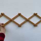 Vintage zigzag extendable coat rack in pine wood 80