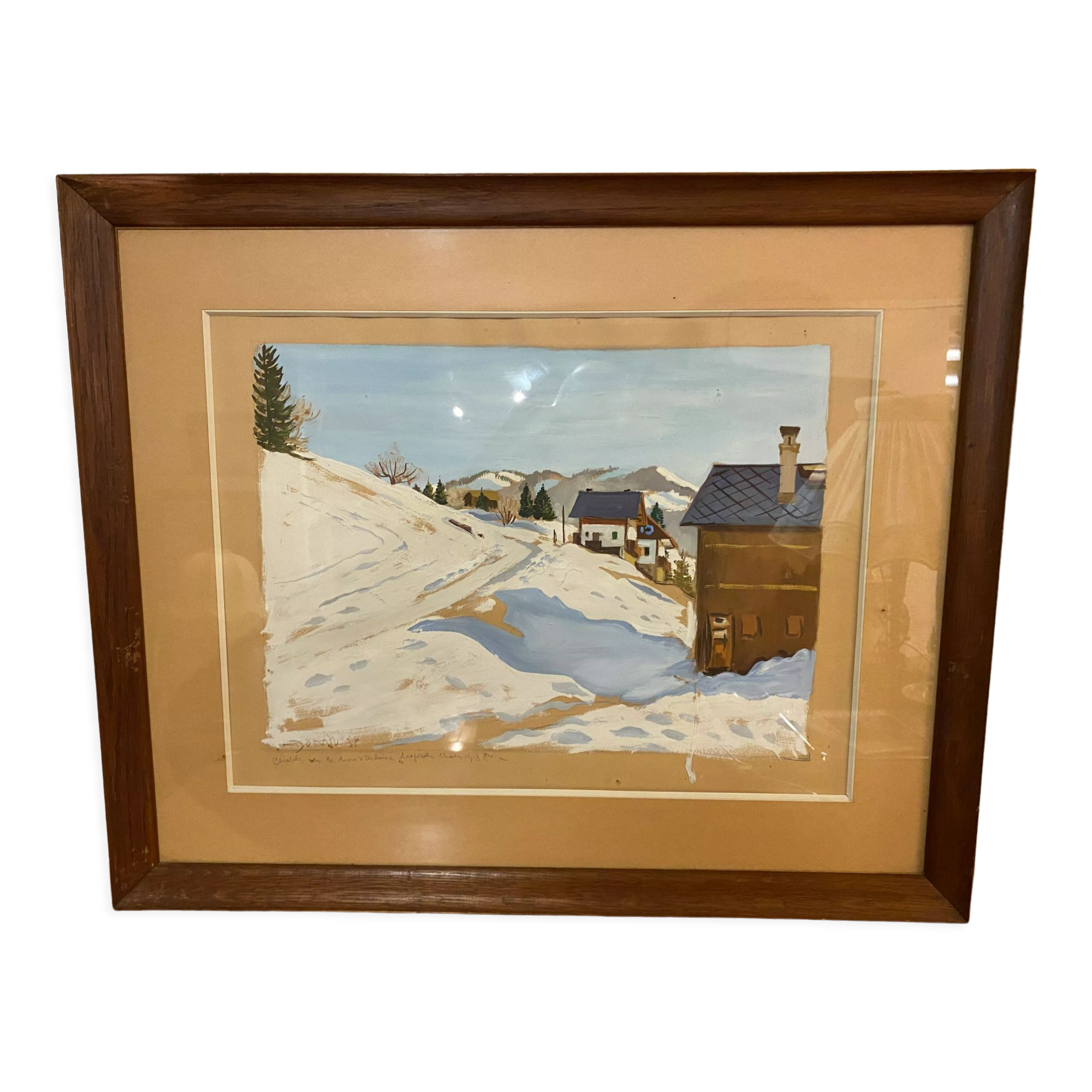 Watercolor by Jean Dorville. View of Megève