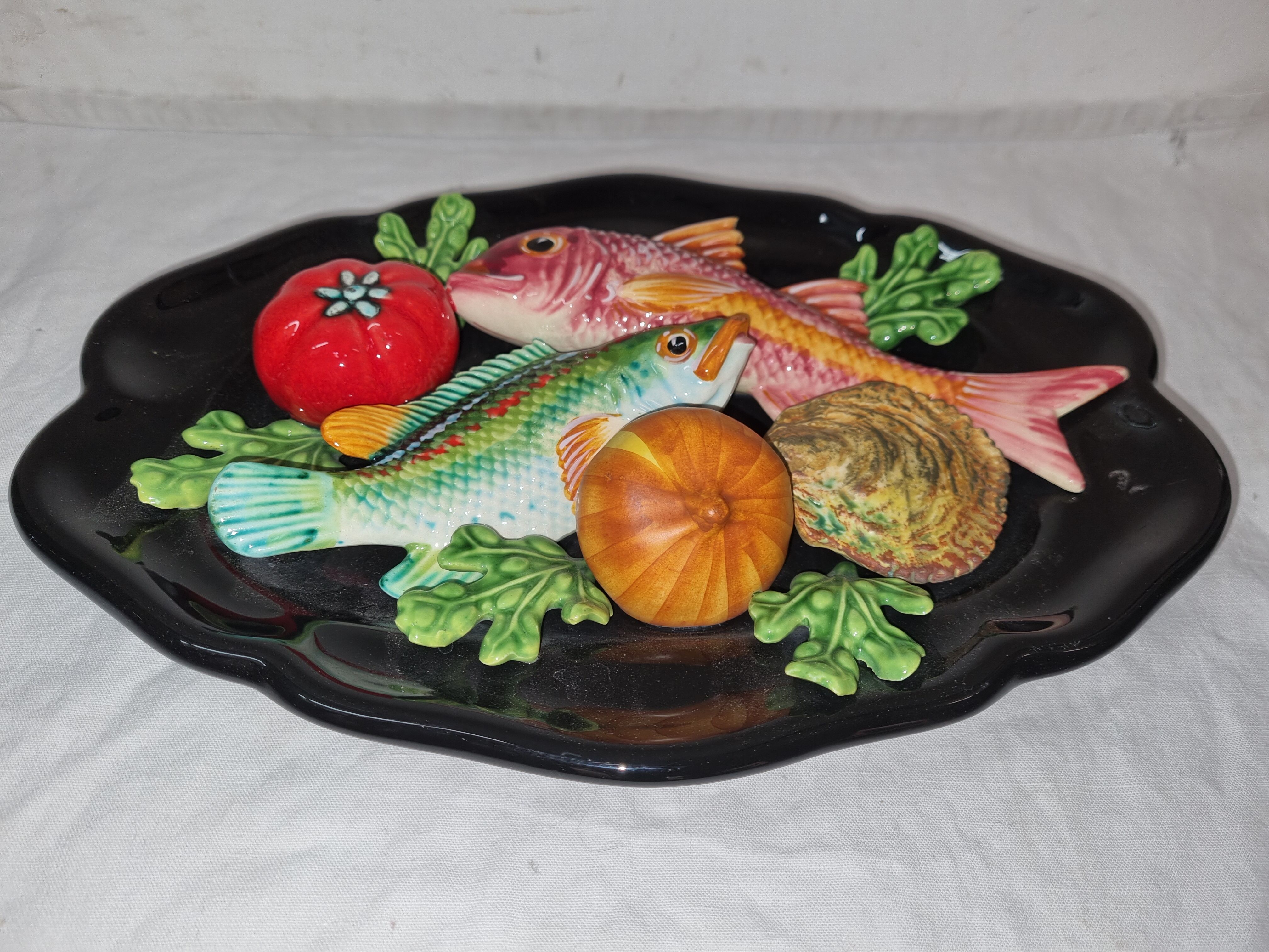 Plate slurry Vallauris fish from 1970