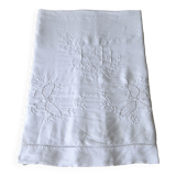 Drap ancien en lin broderie et monogramme