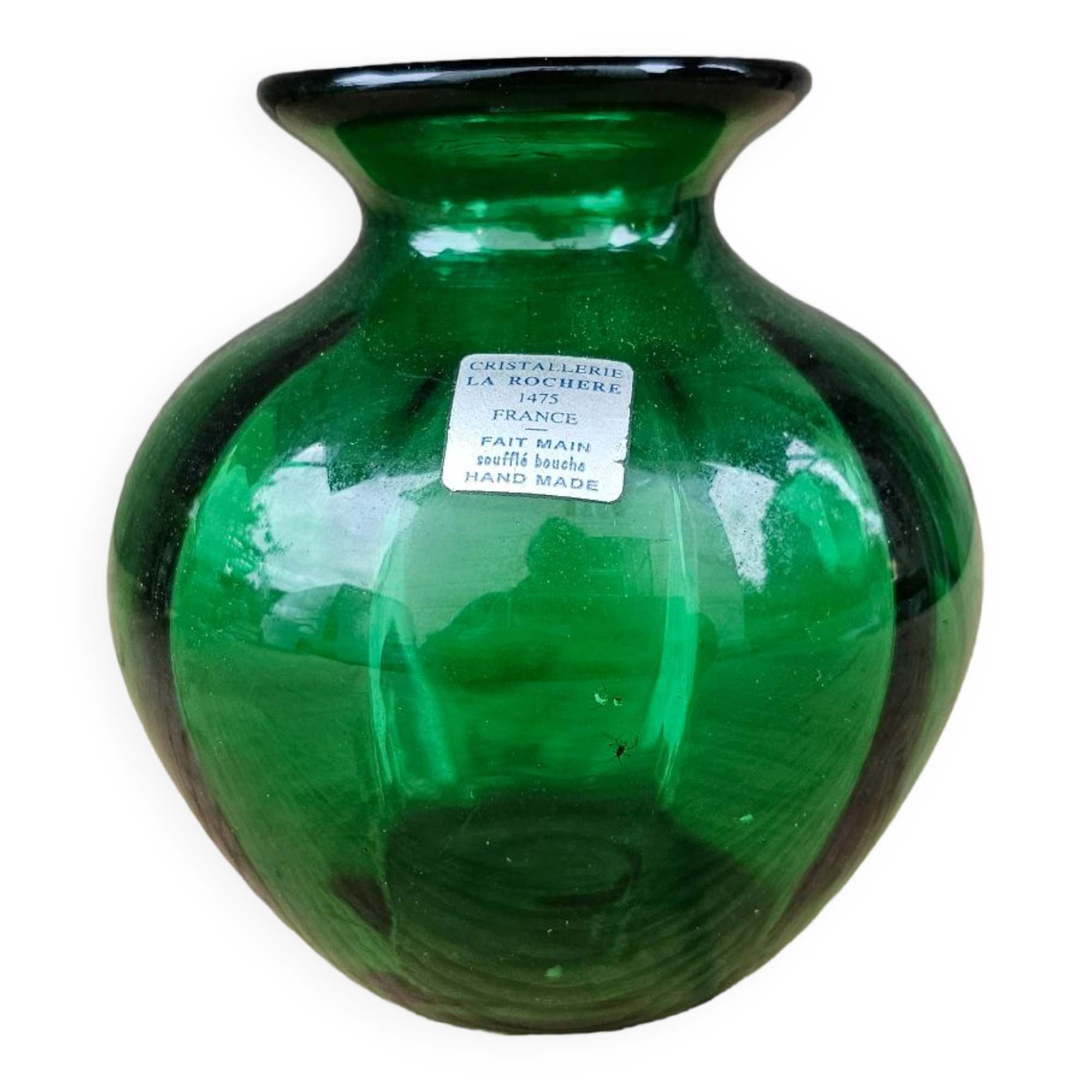 Green crystal vase La Rochère