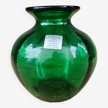 Green crystal vase La Rochère