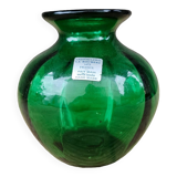 Green crystal vase La Rochère