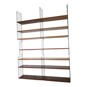 Modul Nisse teak string shelf with a vintage 60s design
