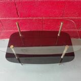 Vintage glass and gold metal coffee table 1950