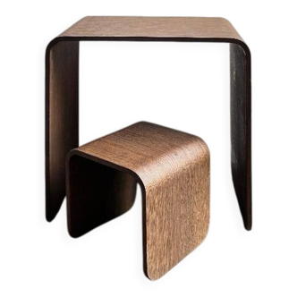 Child's Desk with Matching Stool in Curved Wood
