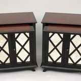 Pair of buffets in a black lacquer decoration of braces circa 1950