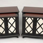 Paire de buffets en laque noire a decor de croisillons circa 1950
