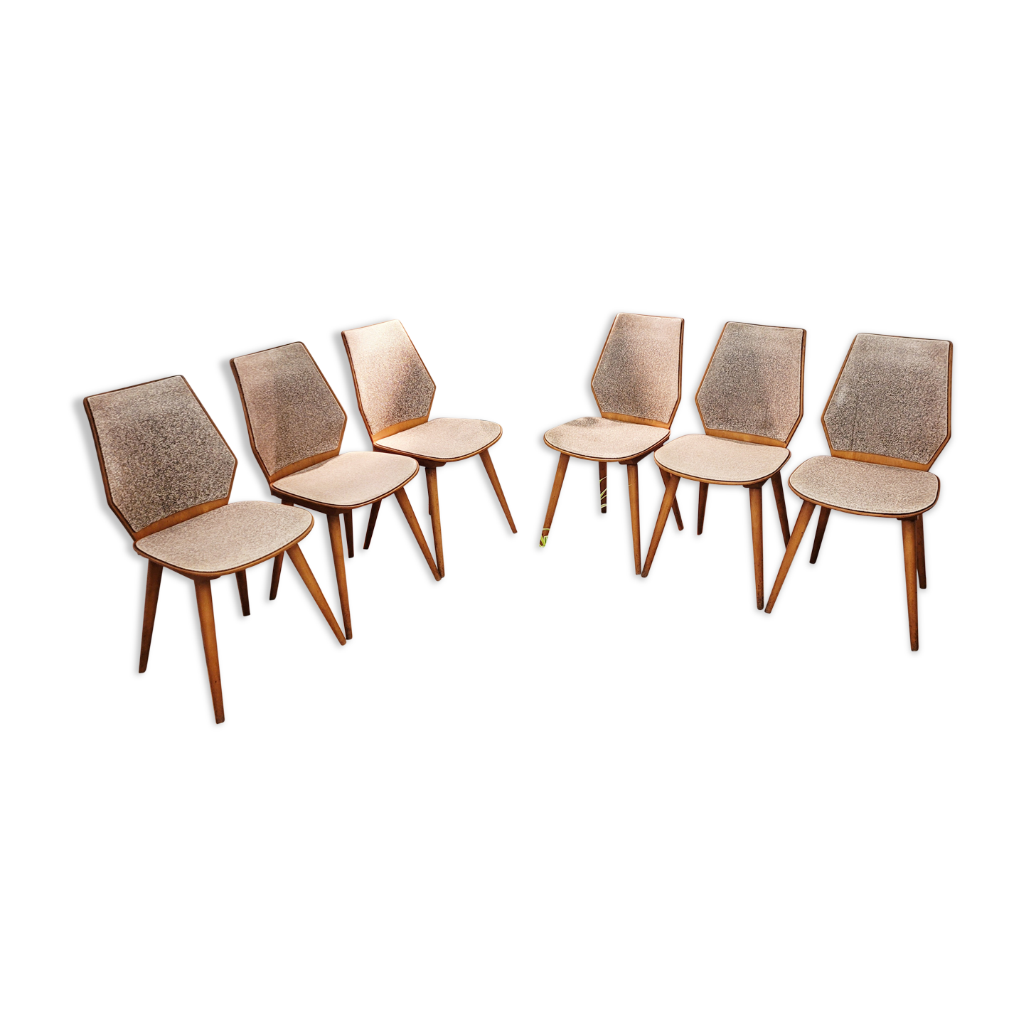 Set of six Scandinavian wooden chairs