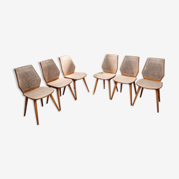 Set of six Scandinavian wooden chairs