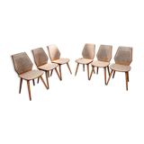 Set of six Scandinavian wooden chairs