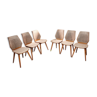 Set of six Scandinavian wooden chairs