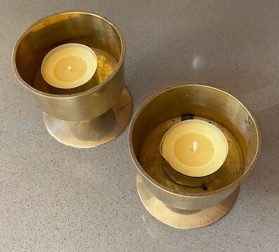 Pair of brass candle holders