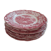 8 La Cartilla de Sevilla flat plates. White background; red décor.