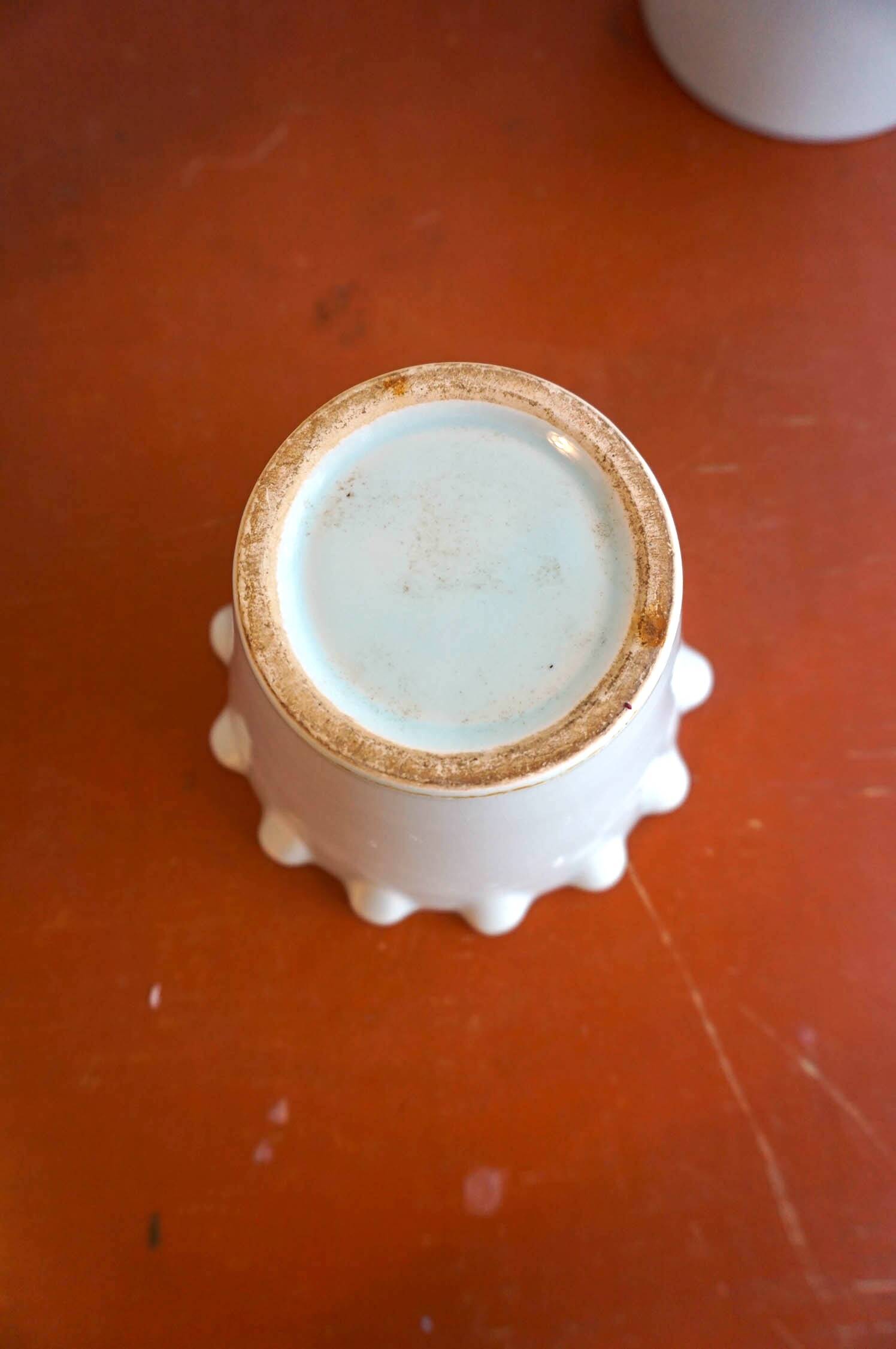 Celedon baby blue flower pots with ruffled lips set of 3