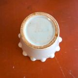 Celedon baby blue flower pots with ruffled lips set of 3