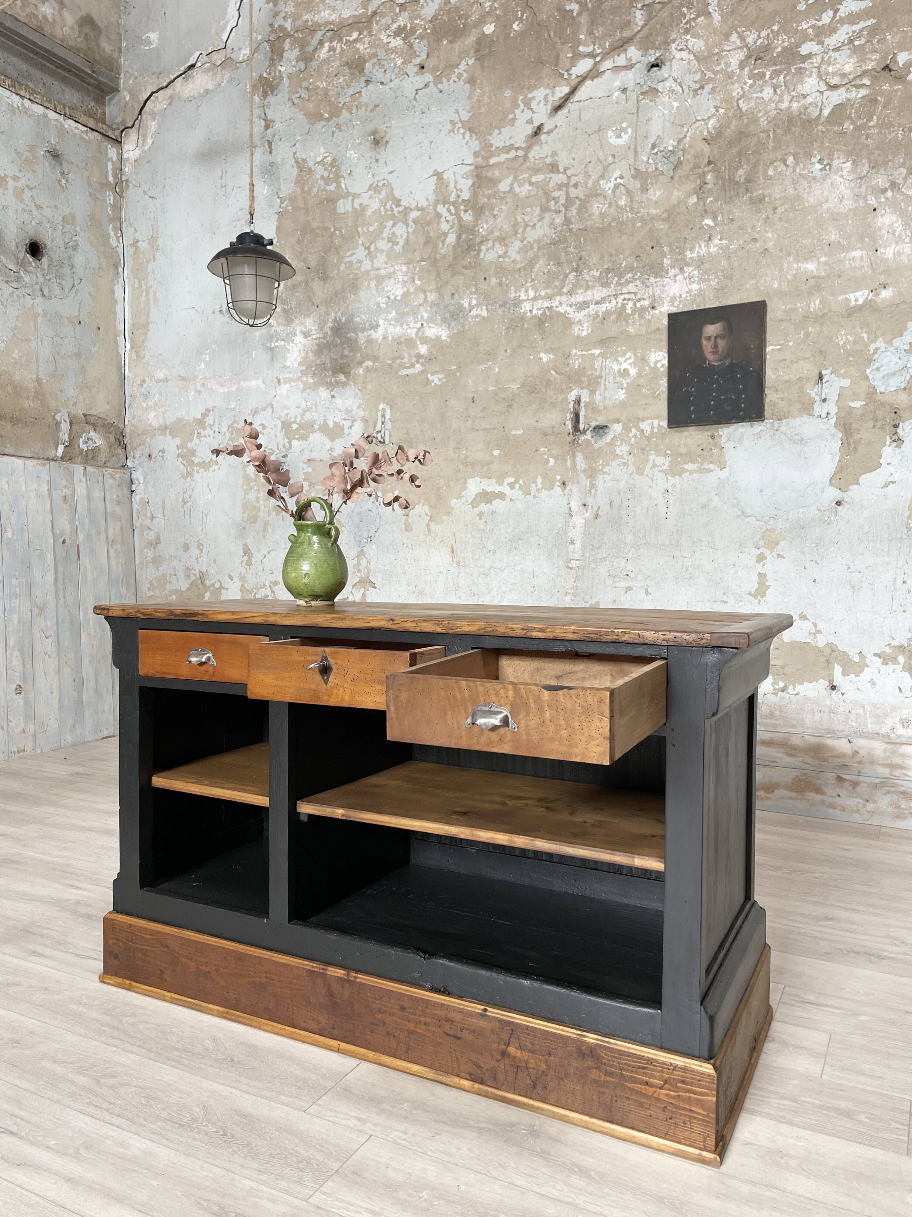 Solid wood box counter.