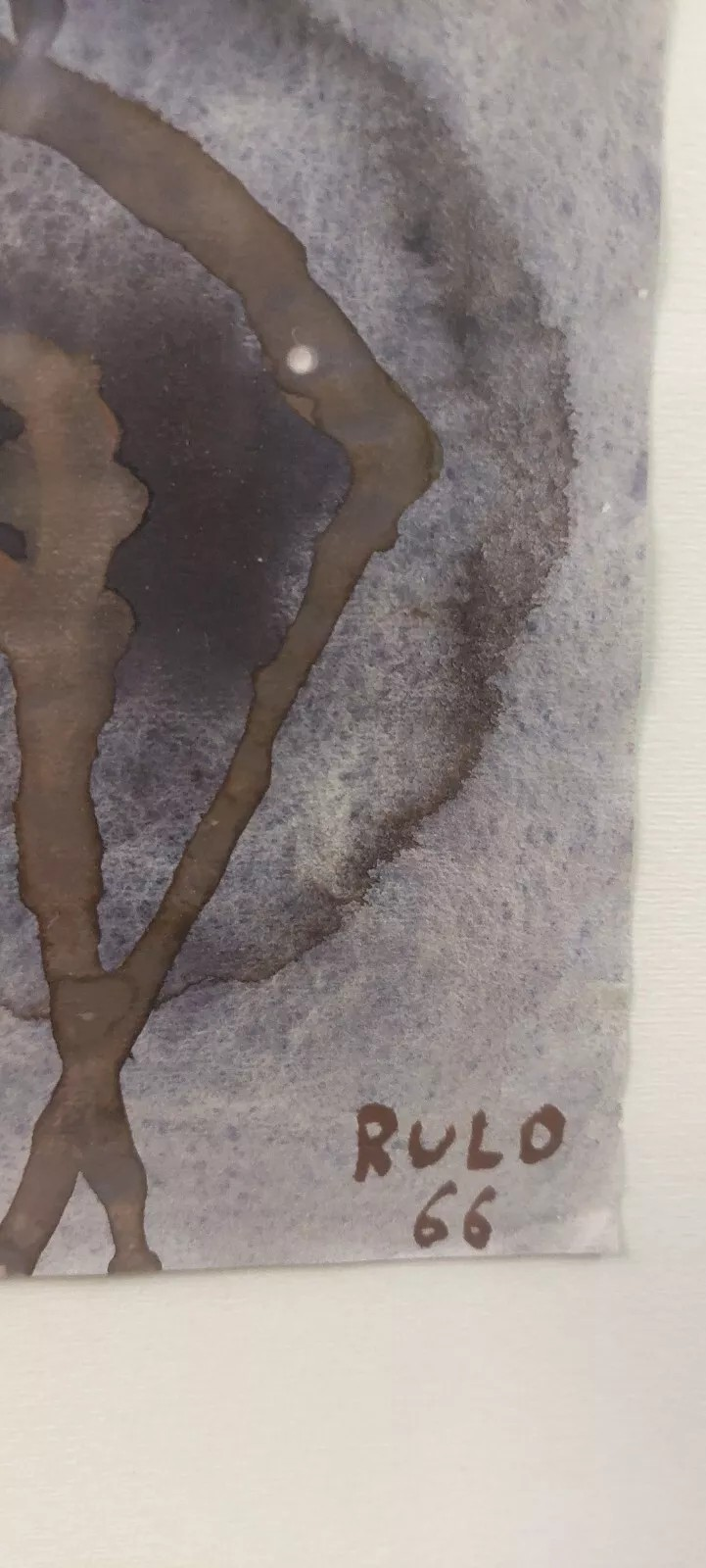 Abstract painting rulo 1966 mixed media paper frame