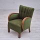 1950s, Danish artdeco armchair, green furniture wool, beech wood, original.