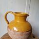 Antique glazed terracotta pitcher, brown semi-glazed jug, vase