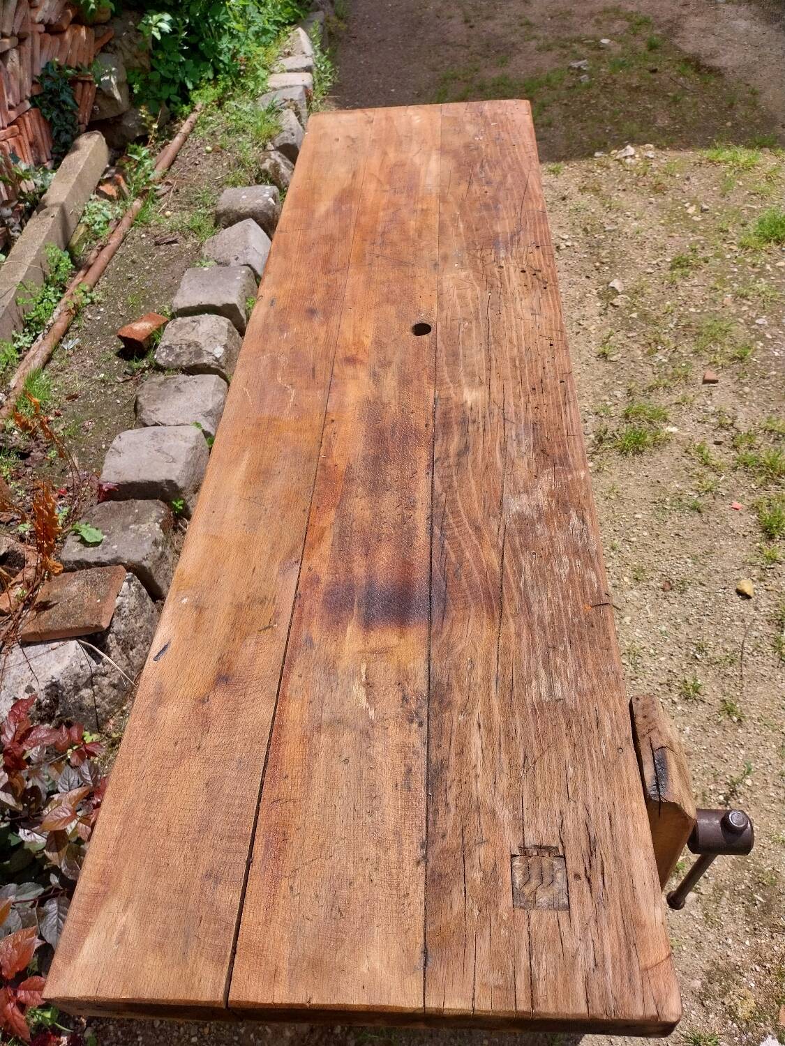 Wooden carpenter's workbench