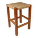 Vintage wooden stool with woven seat – 1960s/70s