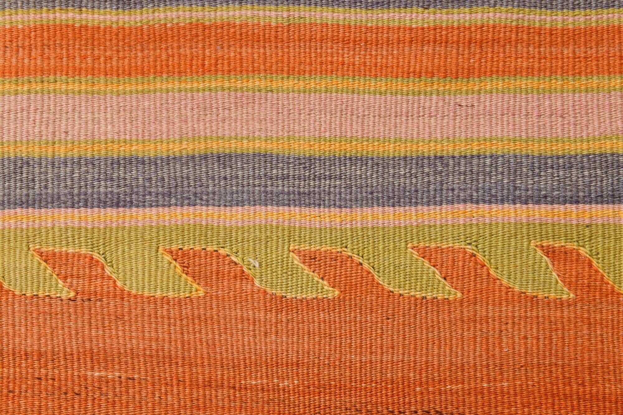 Wine Red & Orange Mid Century Modern Wool Kilim Rug, 153x239 Cm