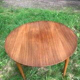 circular extendable table oak and teak Denmark 50s/60s