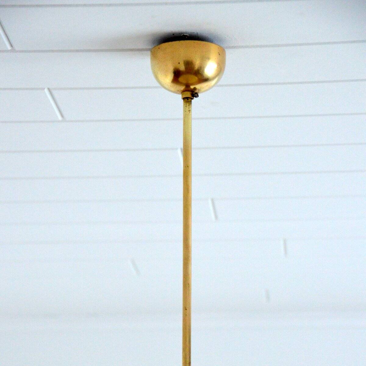 Vintage art deco yellow opaline basin pendant light