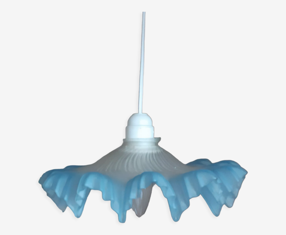 Suspension opaline bleue revisitée, vintage