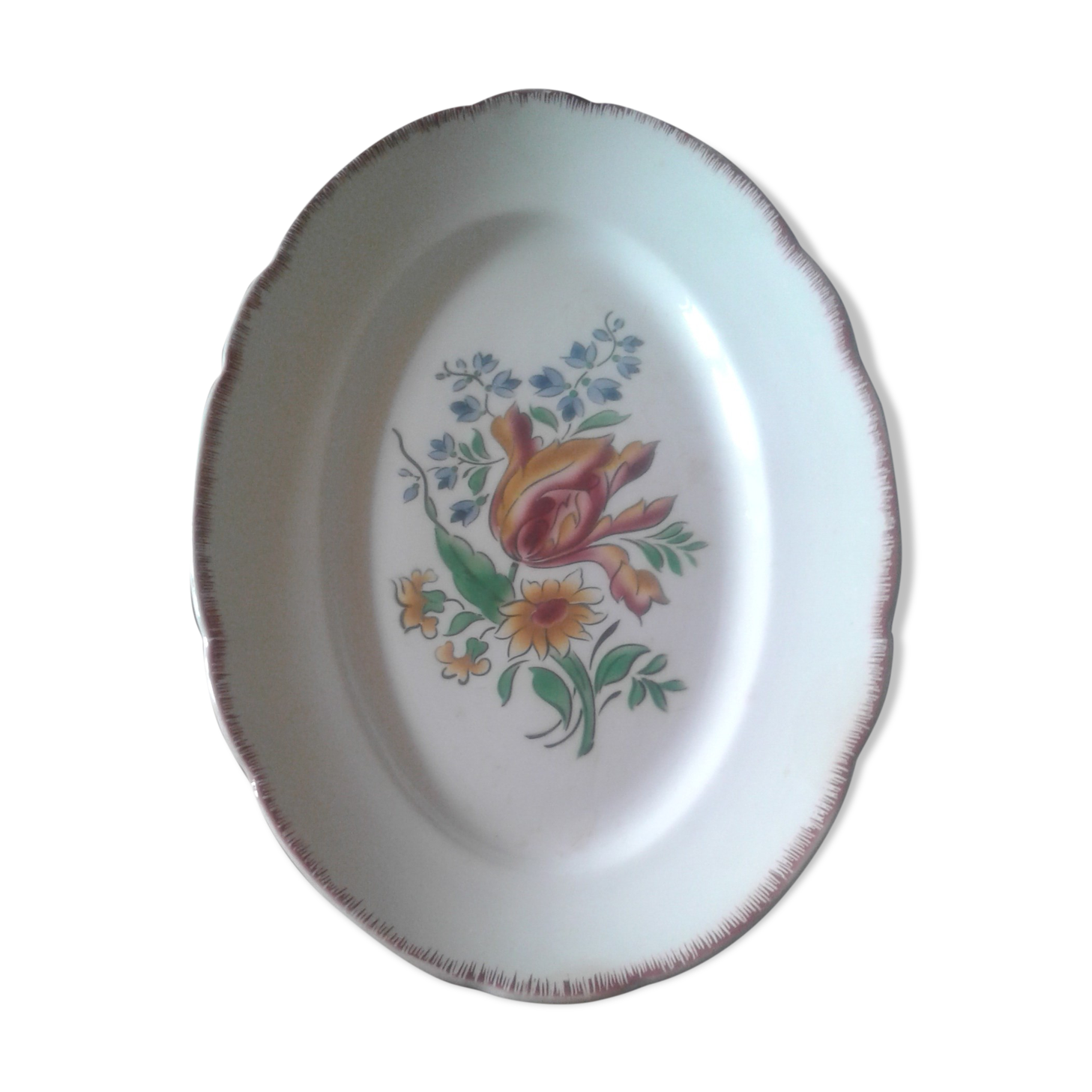 Oval dish very beautiful pattern Digoin Sarreguemines Lorraine