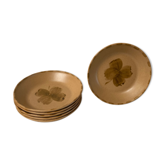 Set of 6 hollow plates Sarreguemines clover pattern