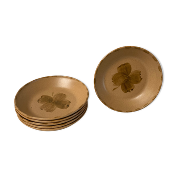Set of 6 hollow plates Sarreguemines clover pattern