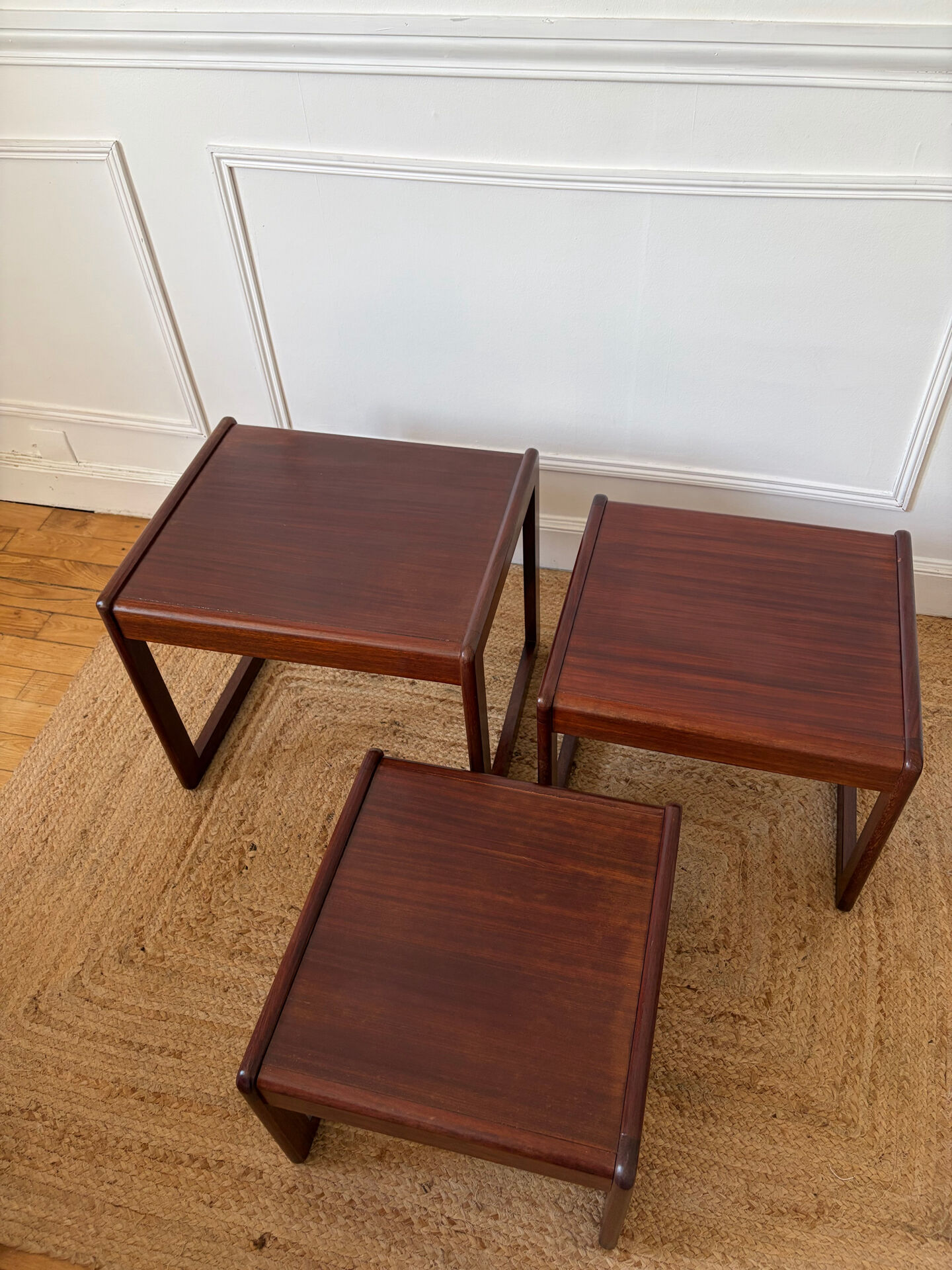 Nest of tables in teak from the 1960s.