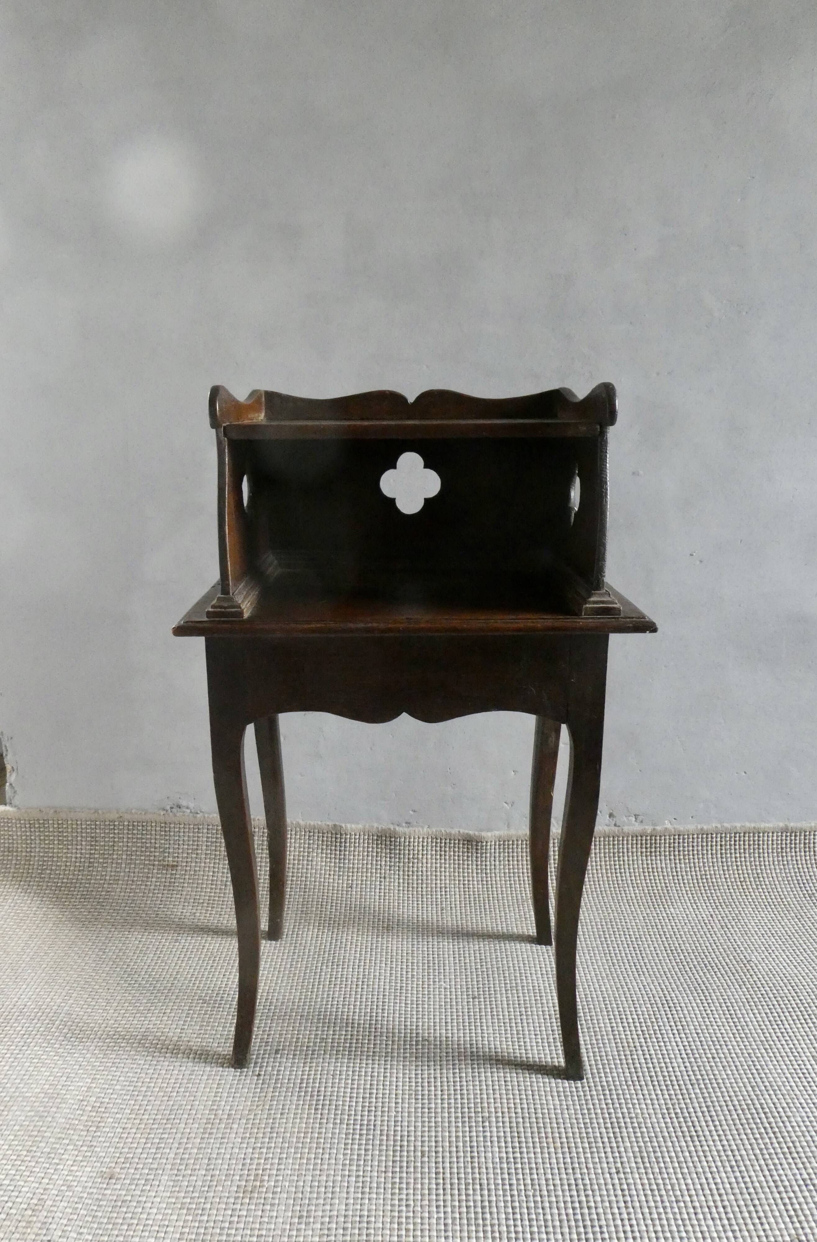 wooden bedside table with 1 drawer, 19th century
