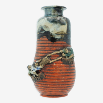 Antique Ceramic Vase Japan Banko,Sumida Gawa