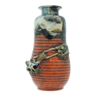Antique Ceramic Vase Japan Banko,Sumida Gawa