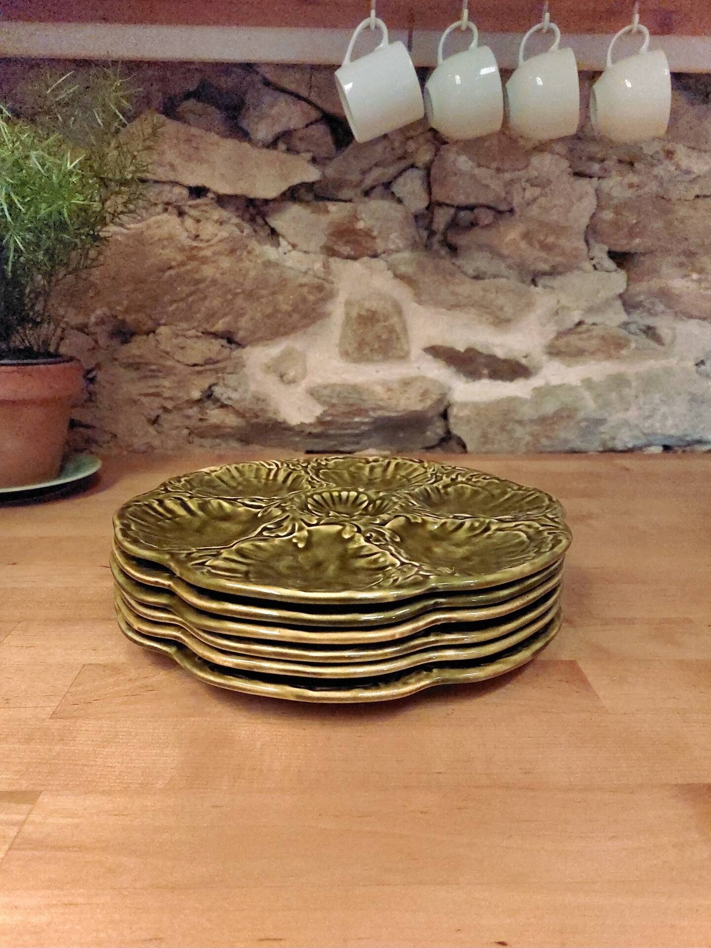Lot de 6 assiettes à huîtres  - Gien