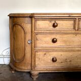 English half-moon sideboard, 2 doors and 4 drawers in light wood, 1930.