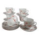 6 flowery white Bavarian porcelain cups & saucers, Seltmann Weiden 1950
