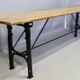 Large Industrial Console Walnut Top Cast Iron Base