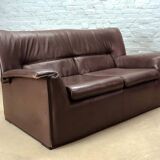 Afra and Tobia Scarpa for B&B Italia Chocolate Brown Leather Two Seat Sofas