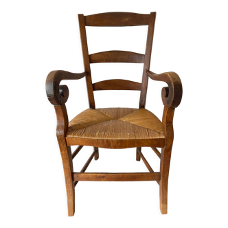 Fauteuil en bois et paille XIXème siècle