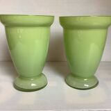 Pair of green glass paste vases