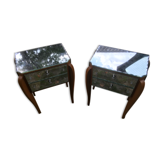 Paire de chevets miroir 1950