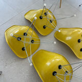 4 chaises jaune citron Eames pied Eiffel base herman Miller