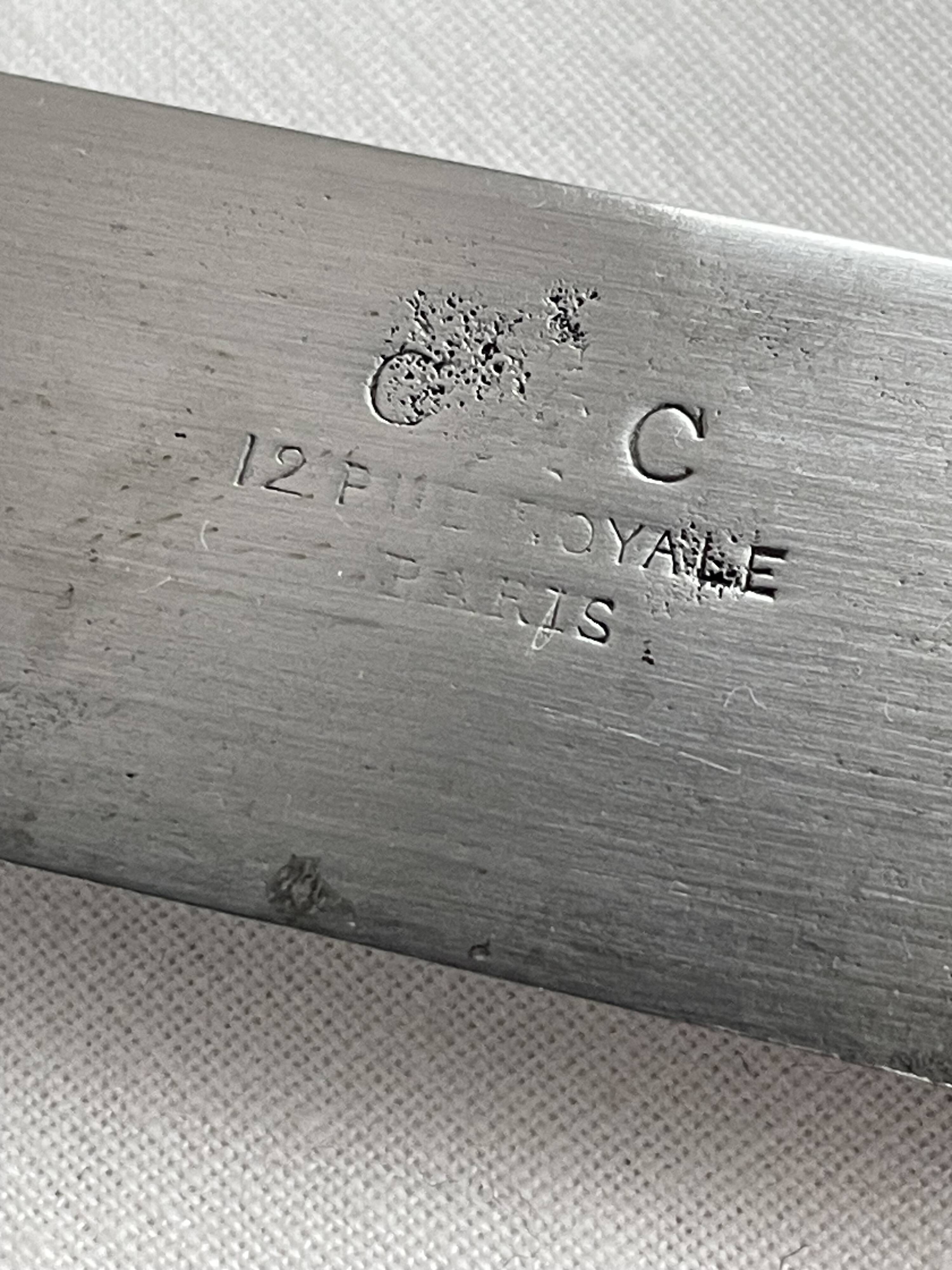 Knife set, Charles Christofle, silver plated metal, Art Nouveau, plant decoration, cheese, large