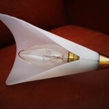 Pair of vintage 50s brass and fluted plexiglass sconces