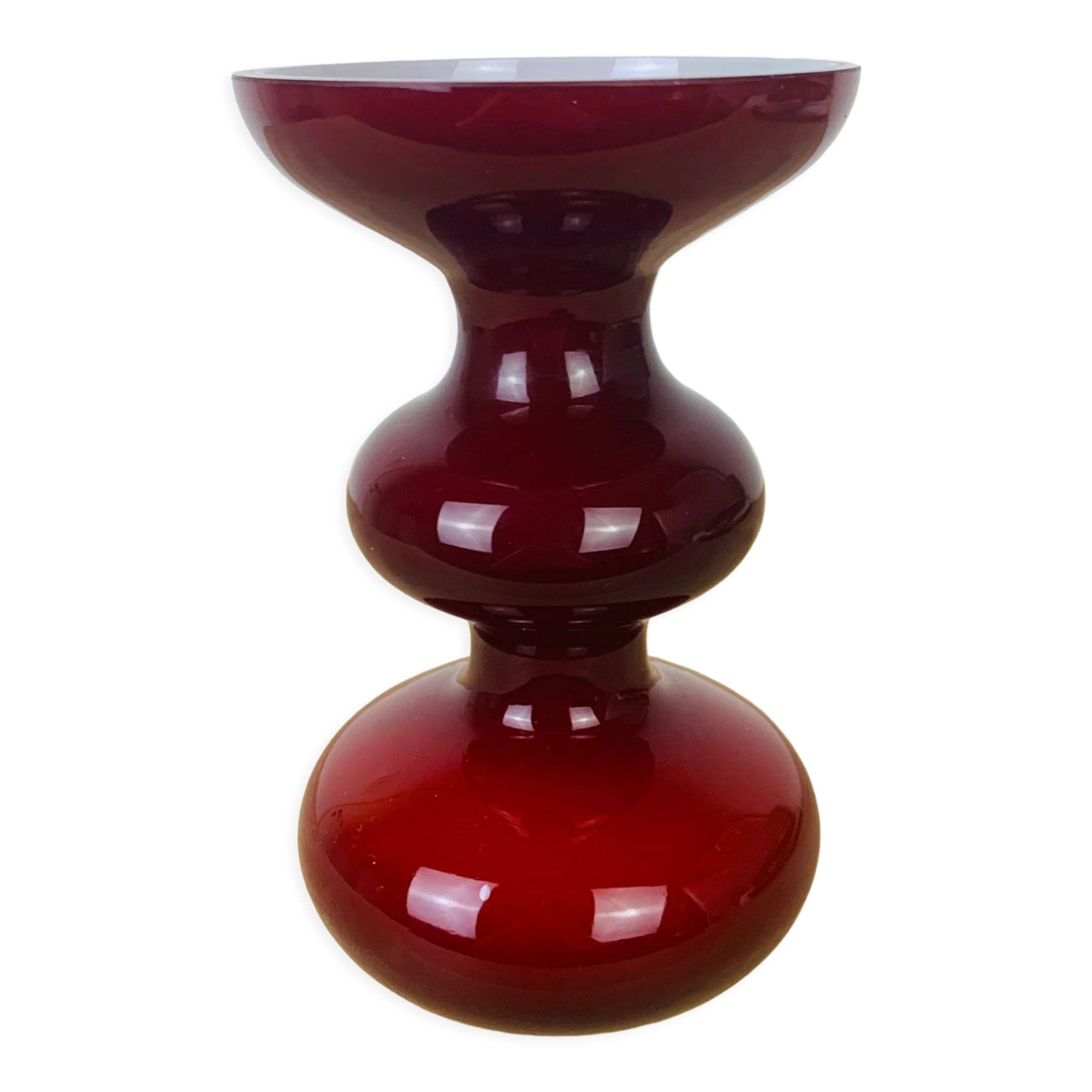 Holmegaard vase Scandinavian red and white glass